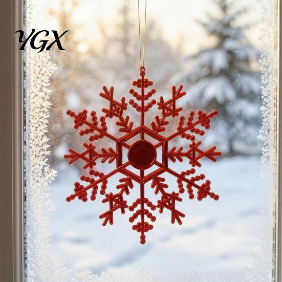 Large Plastic Snowflake Ornaments 10cm 3Pcs Christmas Tree Snowflakes Ornaments, Glitter Hanging Decorative for Season Decorations Winter Wonderland