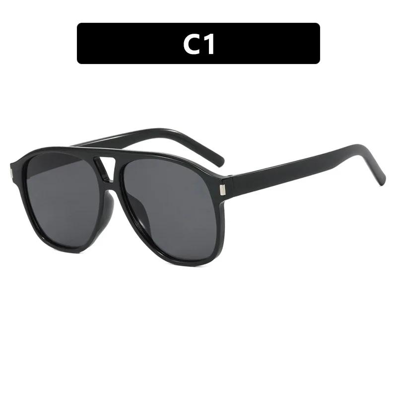 

Новые винтажные мужские квадратные солнцезащитные очки с двойным мостиком, модные, с большим объективом, защита UV400, женские очки, заклепки, модные 1PC