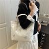 Casual Embroidered Butterfly Shoulder Bags for Women Sweet Ladies Large Capacity Handbags Plaid Portable College Girls Tote Bag