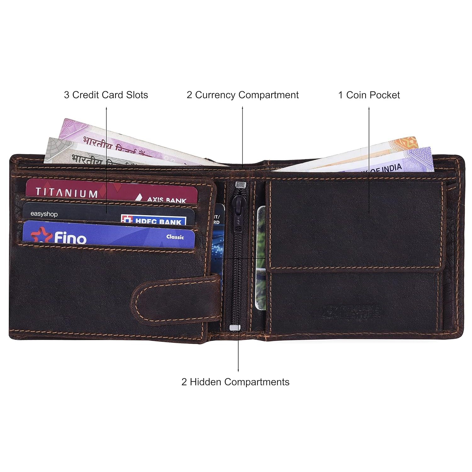 Мужской кожаный кошелек Oliver Vintage коричневого цвета — фото 3