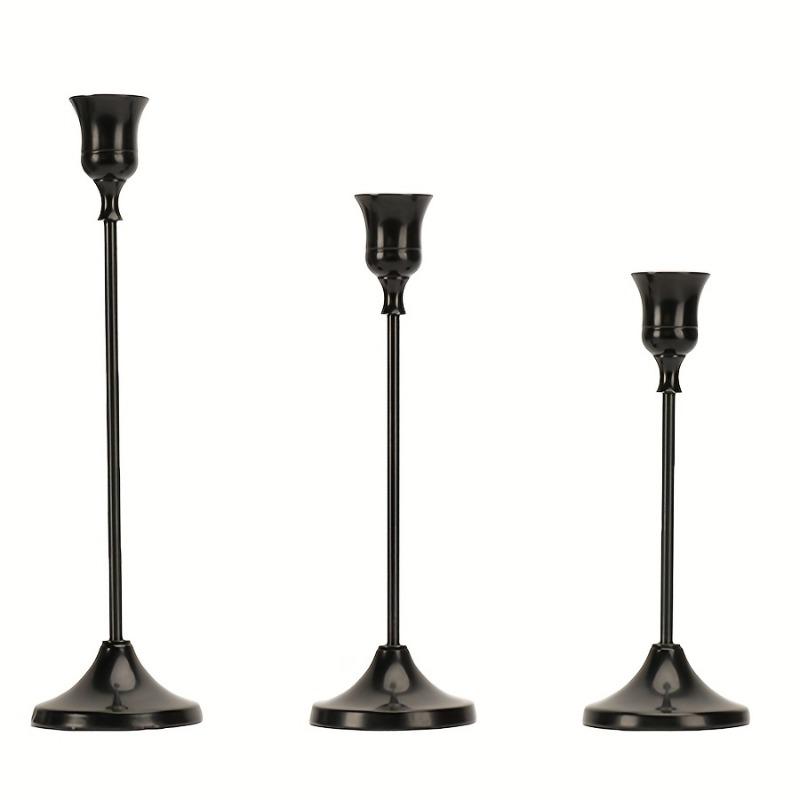 Three Metal Candle Holders, Suitable for Dinner, Wedding Anniversaries, and Birthday Table Accessories (excluding Candles)