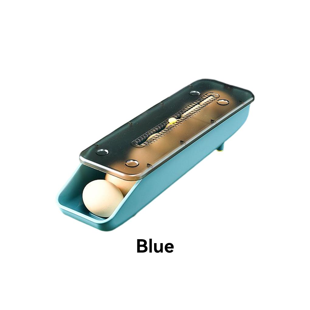 Автоматический катящийся ящик для хранения яиц, пластиковый контейнер для хранения, организация хранения кухонного холодильника, держатель для яиц, корзина, лоток для картонных коробок Blue1-tier