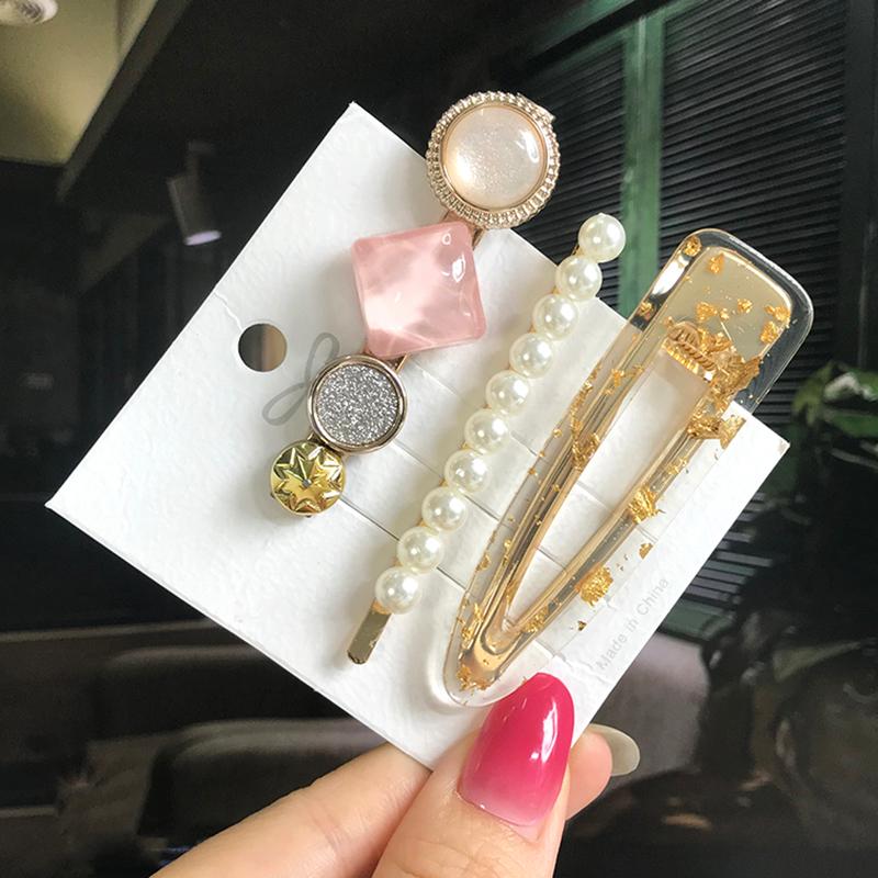 Fashion Hair Pins Side Clip Set Sweet Acrylic Waterdrop Hair Barrettes For Women Girls Korean Geometric Hair Accessories Jewelry