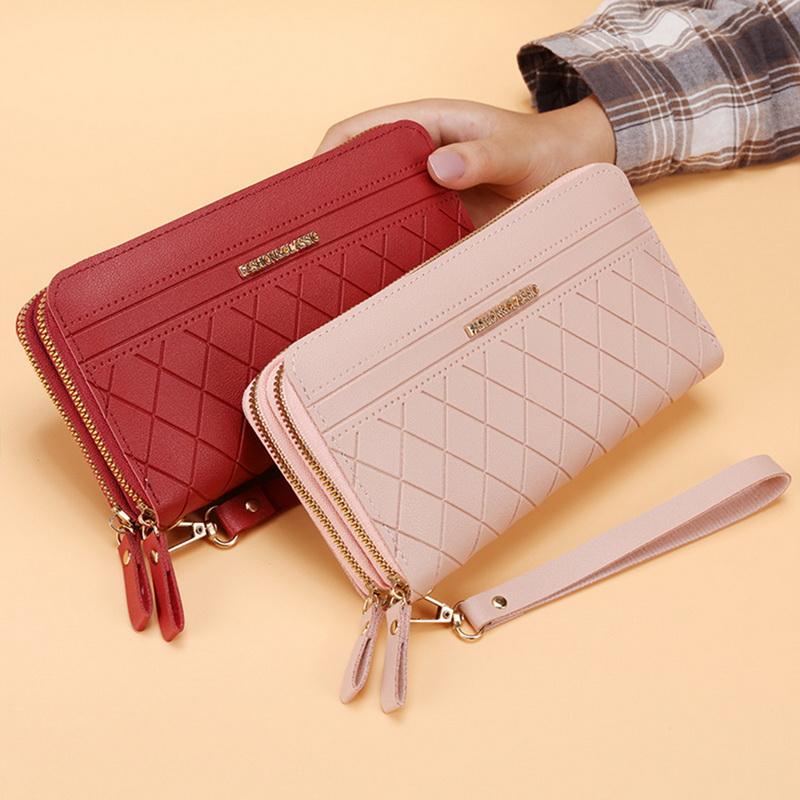 Double Zipper Long Wallet For Women Simple Female Purses Coin Purse Card Holder Fashion Retro Large Capacity