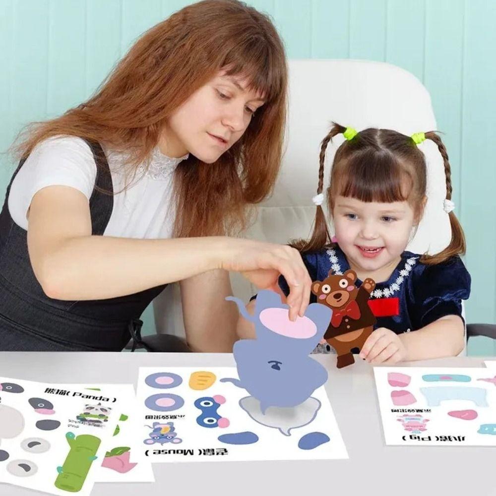 Paper DIY Paste Material Kit Educational Toys Animals Sticker Book  Birthday Gift