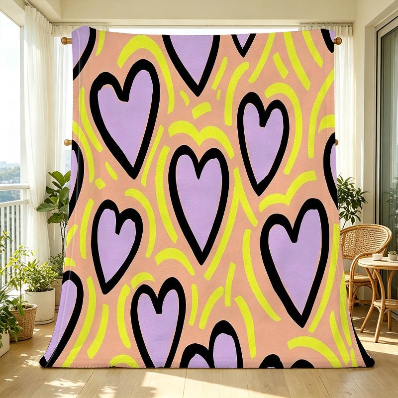 Heart Series Flannel Throw Blanket Soft Warm Plush, Machine Washable, Cozy for Home, Sofa Naps, Office Breaks, Ideal Valentine’s Gift