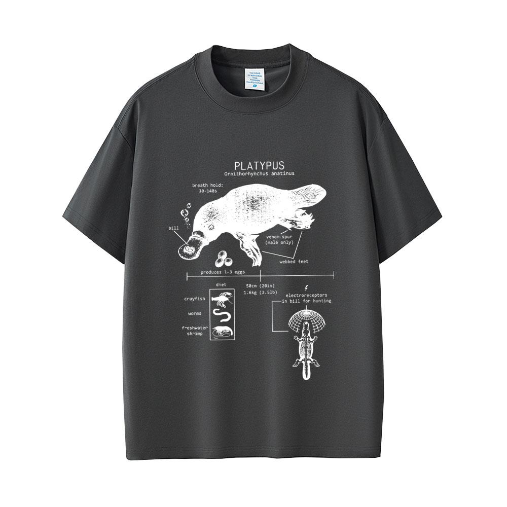 Maglietta Grafica Divertente Anatomia dell'Ornitorinco Uomo Donna Casual Oversize Girocollo Magliette Maschili Vintage Streetwear Moda Maschile Maglietta