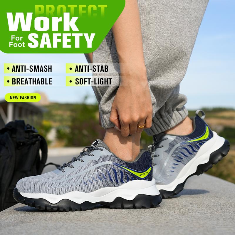 Safety Footwear Men Work Boots Lightweight Sneakers Puncture-Proof Work Shoes Indestructible Male Steel Toe Sport Shoes