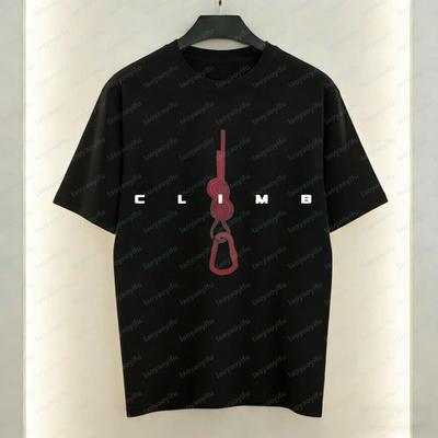 Kletterseil und Karabiner Print T-Shirt Sommer Outdoor Abenteuer Silhouette Mode Trendige Oberteile Lässiger Stil Cooles Herren T-Shirt