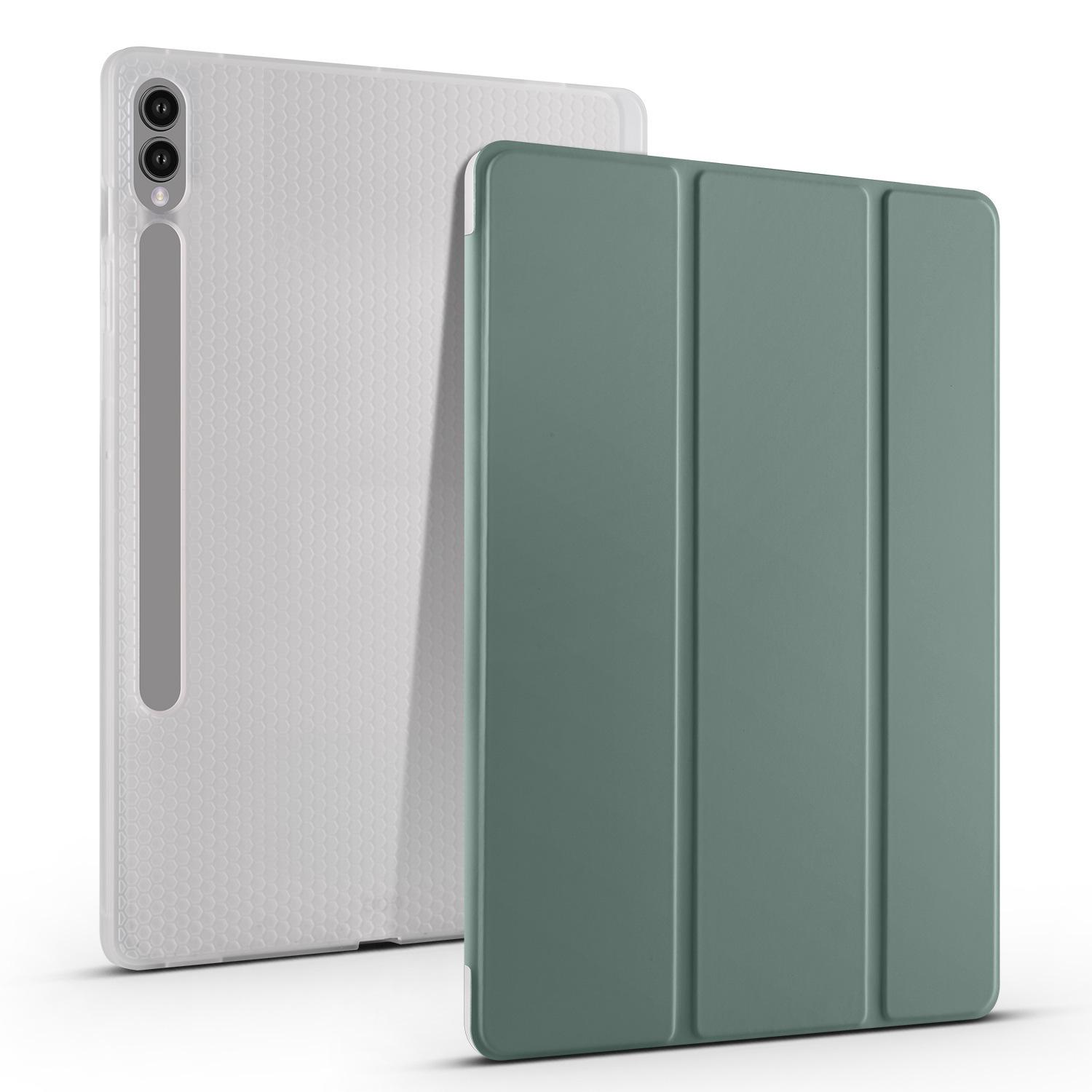 Étui pour Nouvelle Samsung Galaxy Tab S10 FE Plus 13.1'' S10 + 12.4 Pouces Transparent Mat Housse pour Tablette Veille Automatique avec Support pour S Pen Tab S10 FE 10.9 in vert