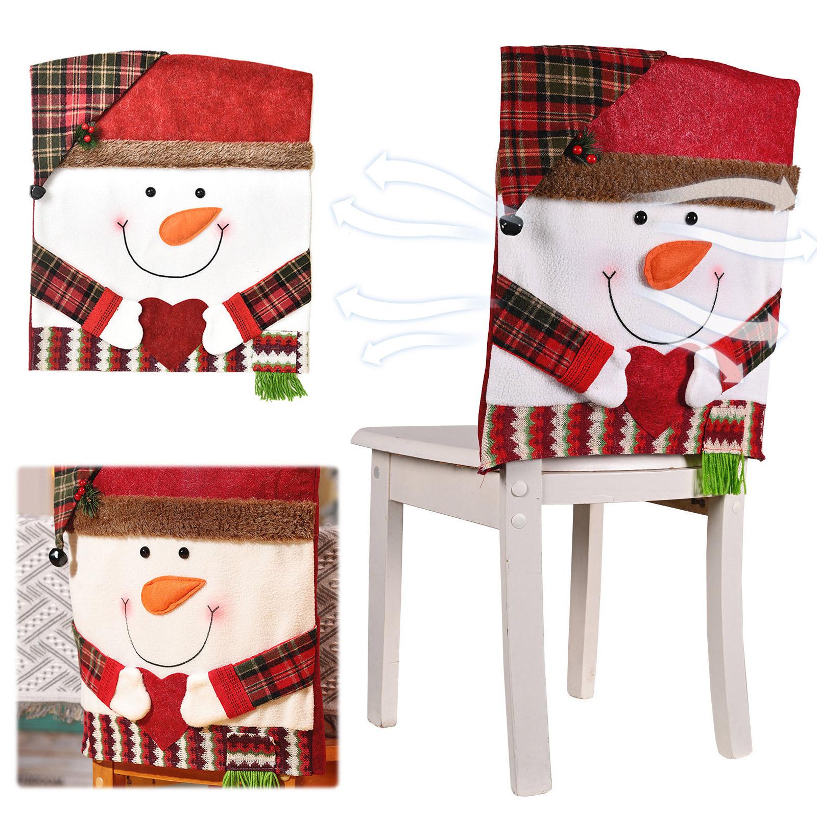 

2Pcs Christmas Chair Covers Santa Snowman Chair Back Cover Xmas Chair Covers for Kitchen Dinning Room Holiday Party Decor China Mainland