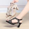 Fashion AIYUQI Sandals Women 2025 New Fashion Summer Sandals Women Open Toe Rhinestone High Heels Roman Shoes Women