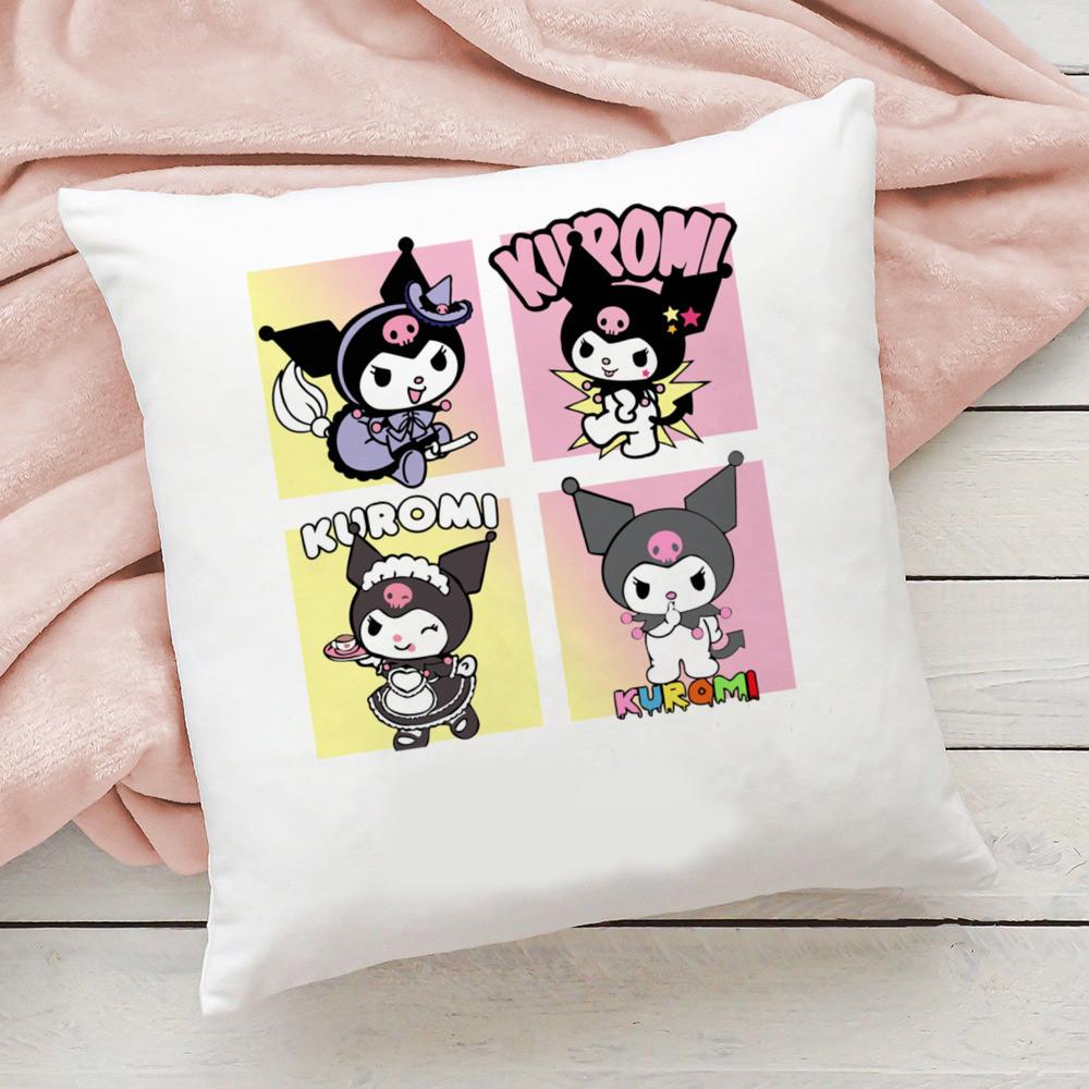 2026 New Cute Sanrio Cartoon Kuromi Doublesided Printed Square Bedroom Childrens Cushion Cover Sofa Waist Cushion Cover