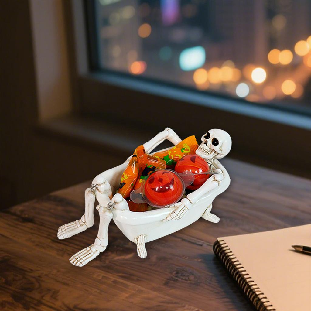 Skull Bathtub Flower Pot Halloween Decor Creative Garden Sculpture Ghost Head Planter Home Ornament Unique Gift