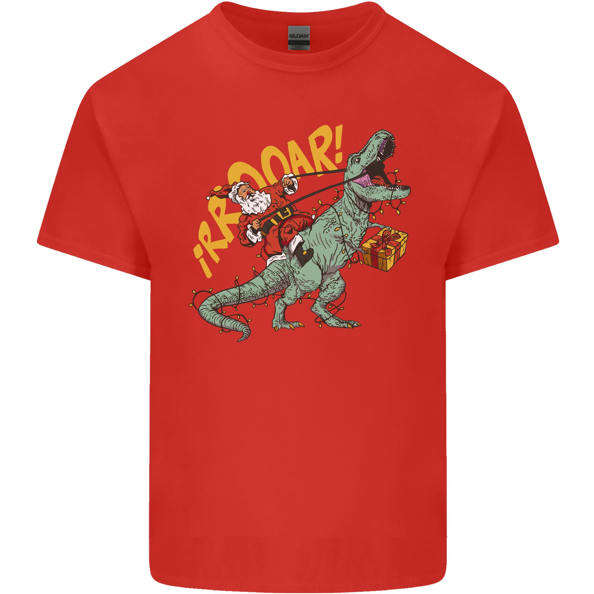 Santa Claus Riding a TRex Dinosaur Christmas Unisexs Light Cotton TShirt S