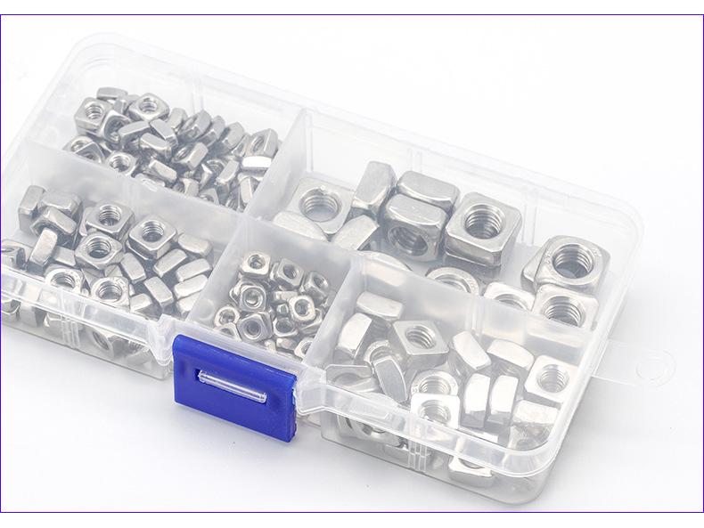 304 Stainless Steel Square Nut Assortment Set