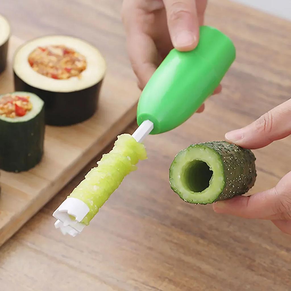 4-in-1 Obst-Gemüse-Entkerner, Spiral-Grab-Gemüse-Bohrer, Gemüse-Korkenzieher-Schnitzer mit 4 austauschbaren Spiralschneidern