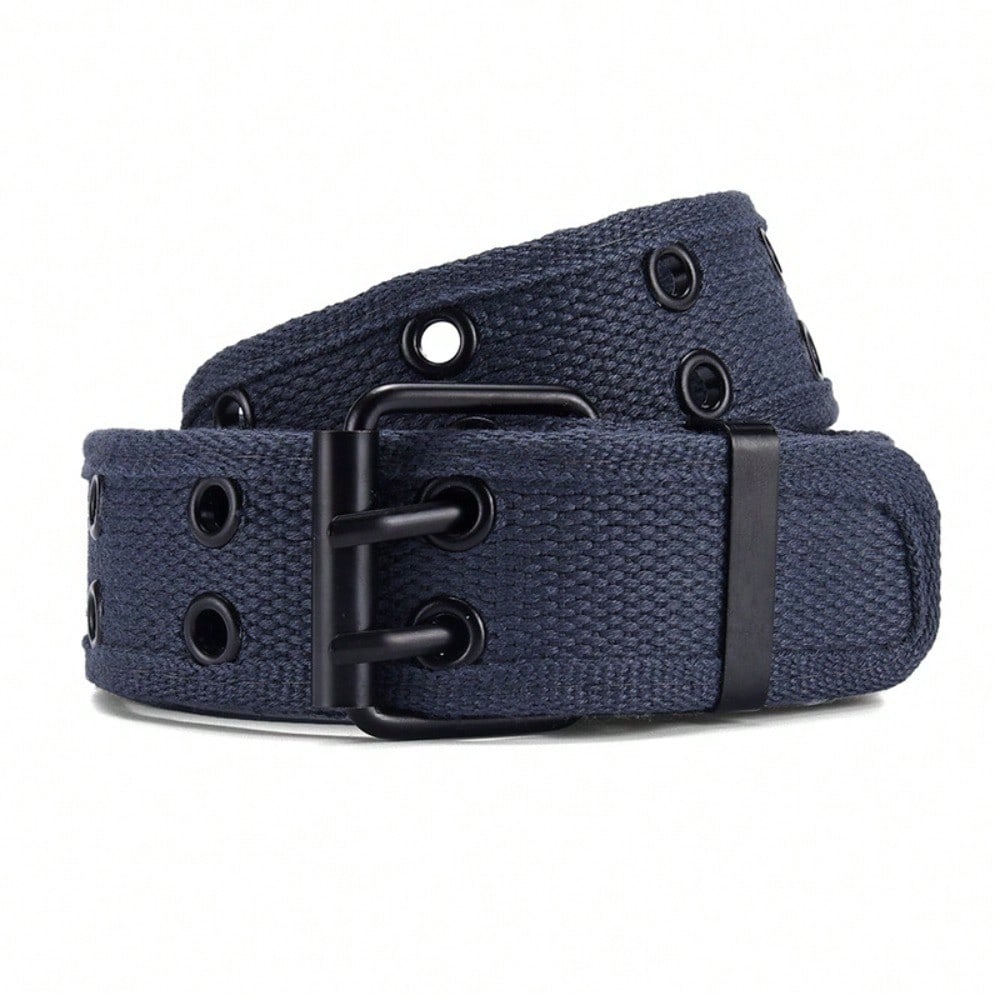 Double Buckle Belt Double Vent Eye Punch Pin Buckle Belt Youth Strong and Durable Jeans Belt