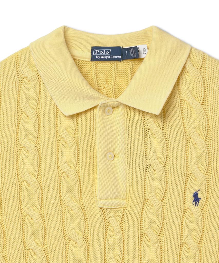 POLO RALPH LAUREN W Slim Fit Cable Knit Polo Shirt - Yellow