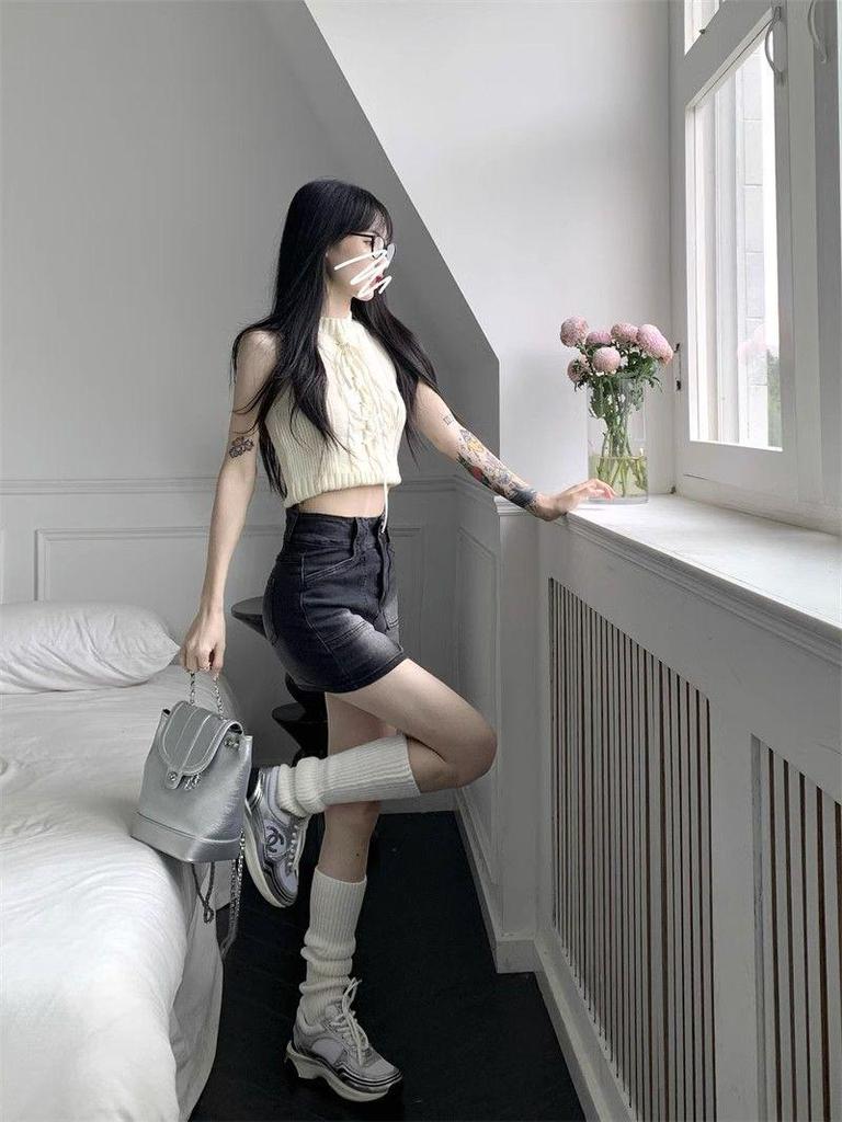 Retro Spicy Girl A-Line Midi Denim Skirt - High Waist, Plus Size for Women