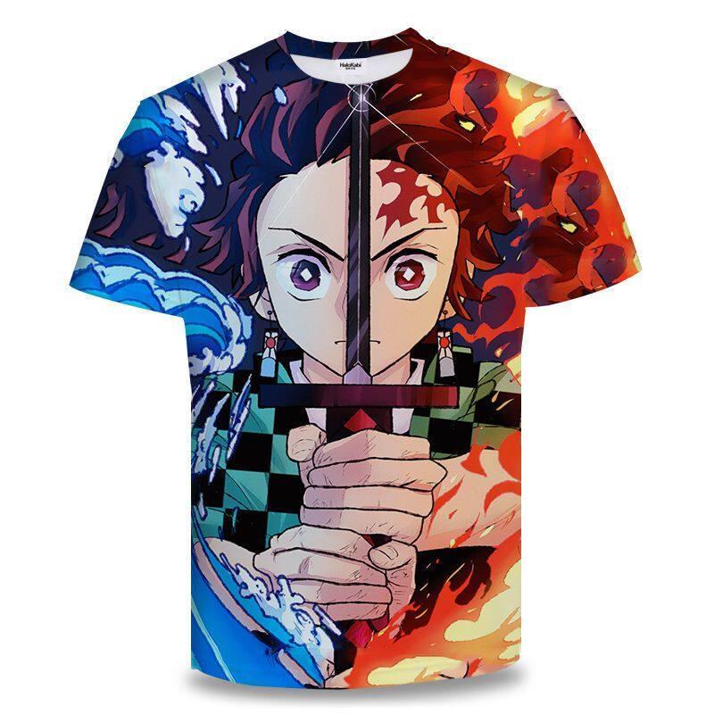 Summer Hot Demon Slayer Tanjiro Sun & Water Breathing 3D Print Quick Dry T-shirt Casual Sport Tops