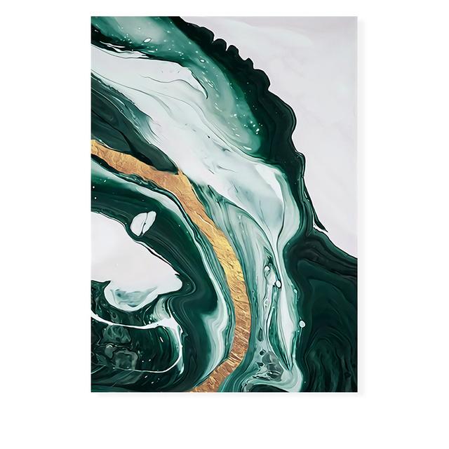 Modern Abstract Gold Foil Lines Green Canvas Art Paintings For Living Room Bedroom Posters And Prints Wall Poster Home Decor