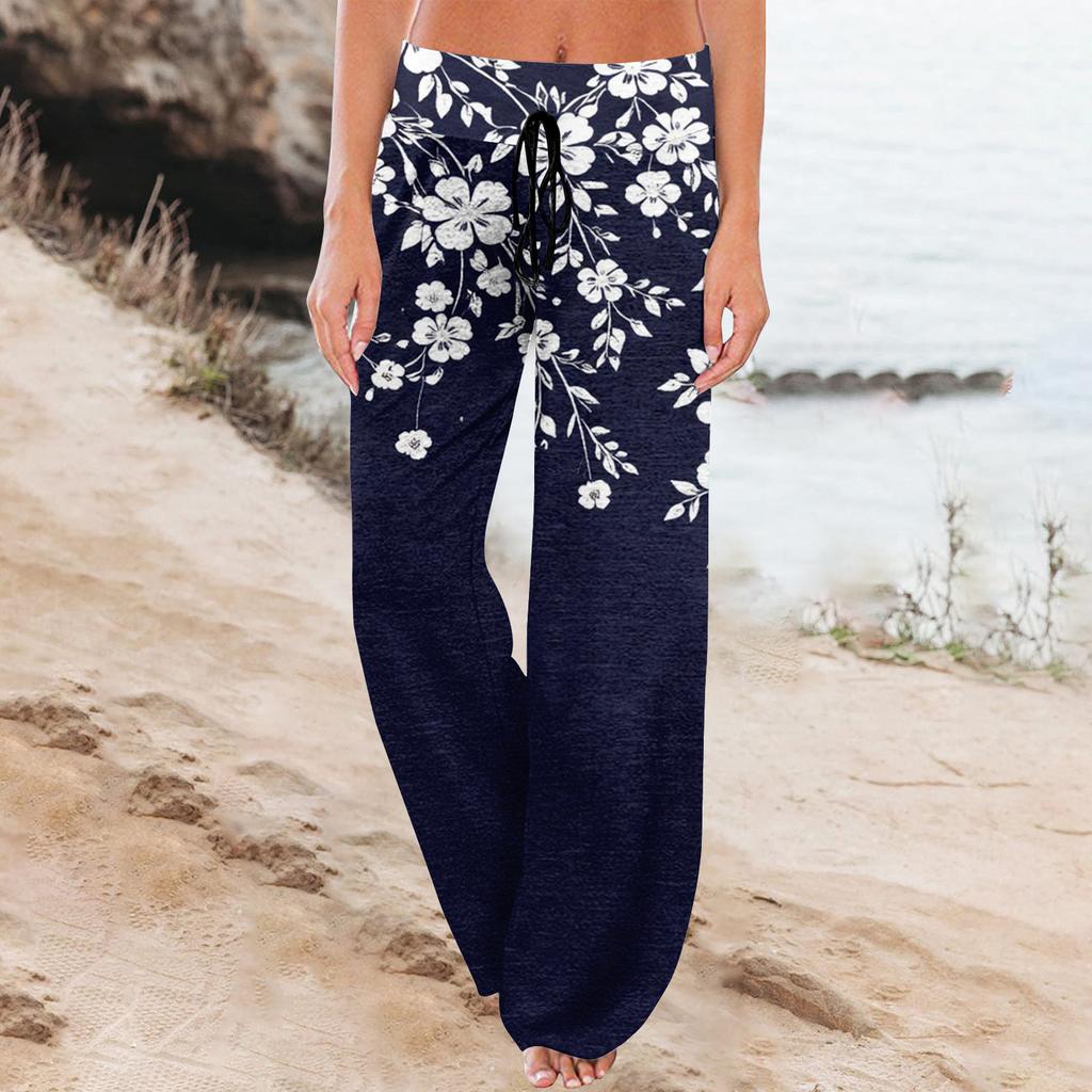 Dames Mode Losse Pasvorm Trekkoord Elastische Taille Casual Geprinte Broek