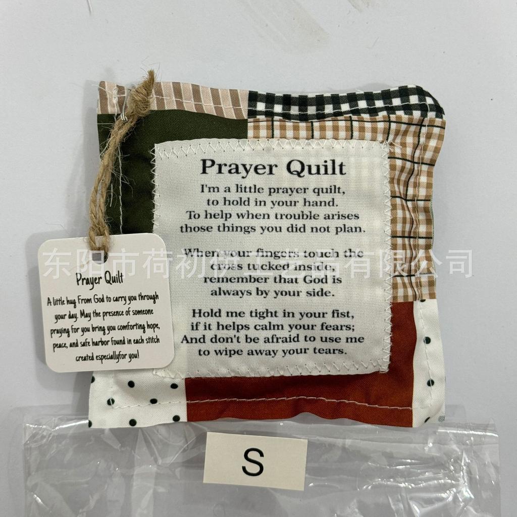 Nueva Bolsa de Tela Pequeña Creativa con Cruz y Palabras de Oración Colcha Colorida con Puntadas de Acolchado Colcha de Oración