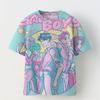 KPOP Demon Slayer Collaboration 3D Digital Print Girls' Casual Comfortable Short Sleeve T-Shirt Children's Clothing