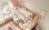 Bunk Bed 90x200 with Hydraulic Storage - Safety Stairs & Shelf, Fall Protection, EN 747-1:2024 Certified, White & Oak, 252x98x170cm