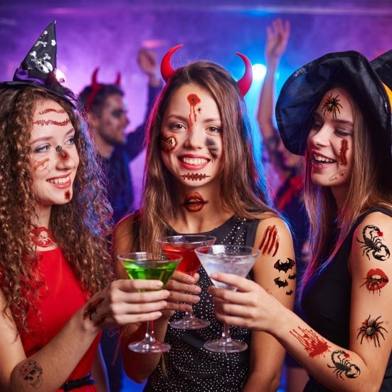Disposable Horror Theme Props 30Pcs Halloween Scar Tattoo Stickers, Realistic Fake Wound Decals for Water Transfer Film Paper Face Body, Waterproof