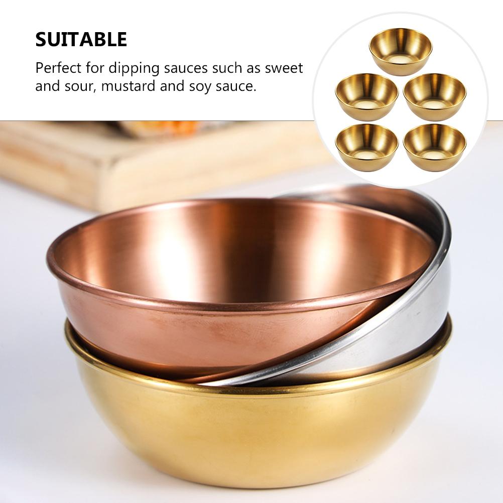 5 Pcs Container Seasoning Dish Child Circle Tray Tomato Sauce Serving Bowls Stainless Steel Round Platter Small Appetizer Plate