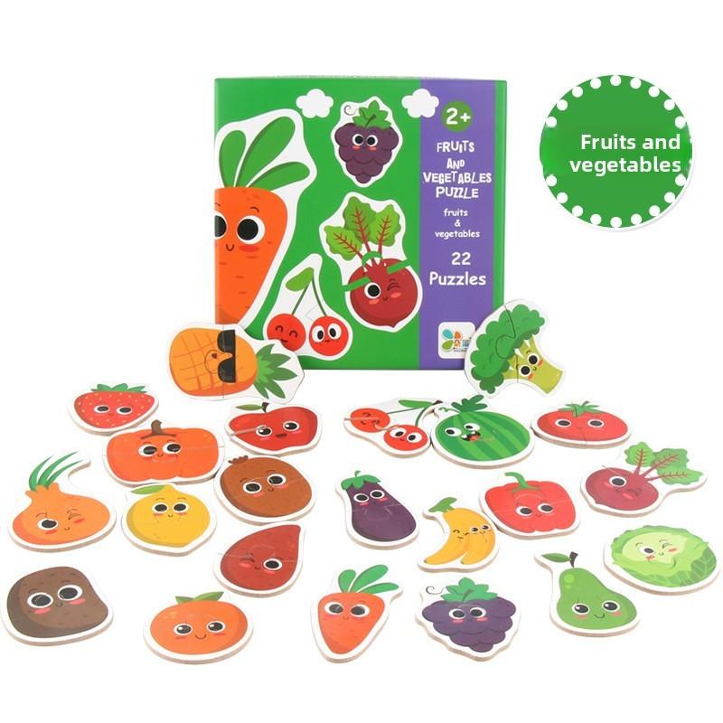 Wooden Childrens Animal Transportation Fruit Vegetable Puzzle Educational Toy For Toddler Learning Fruit