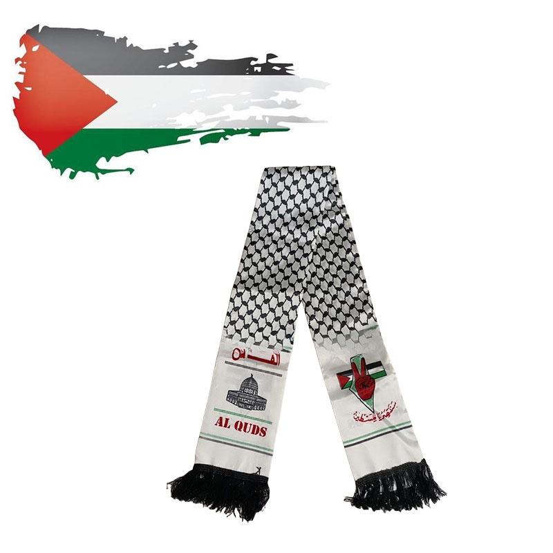 Palestine Flag Scarf Double-layered Polyester Fabric 14*130cm Multicolor