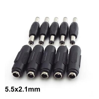 Connecteur de prise d'alimentation mâle femelle vers mâle femelle DC 5,5 mm x 2,1 mm, connecteur à double extrémité, montage sur panneau, adaptateur jack CCTV