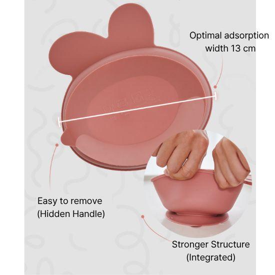Atti Rabbit Baby Bunny Silicone Suction Bowl Dry Rose Toddler Tableware Self Feeding Container