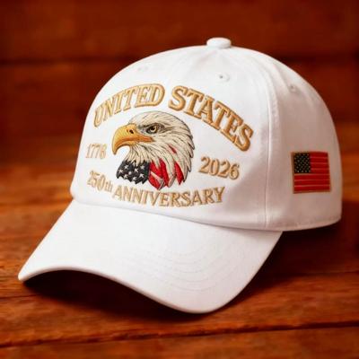 Men's Distressed Retro Printed Baseball Cap - European American Hot Sale 250th Anniversary Eagle Emblem Dad Hat Casual Wear
