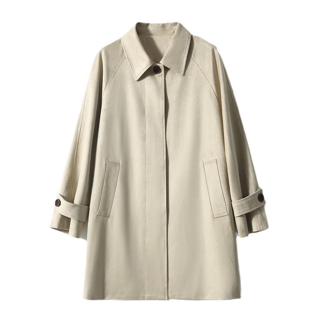 Samei Shirt Collar Tooling Trench Coat, Medium and Long Coat, High-end Spring and Autumn Women's Clothing, New Spring Commuter Long Sleeves