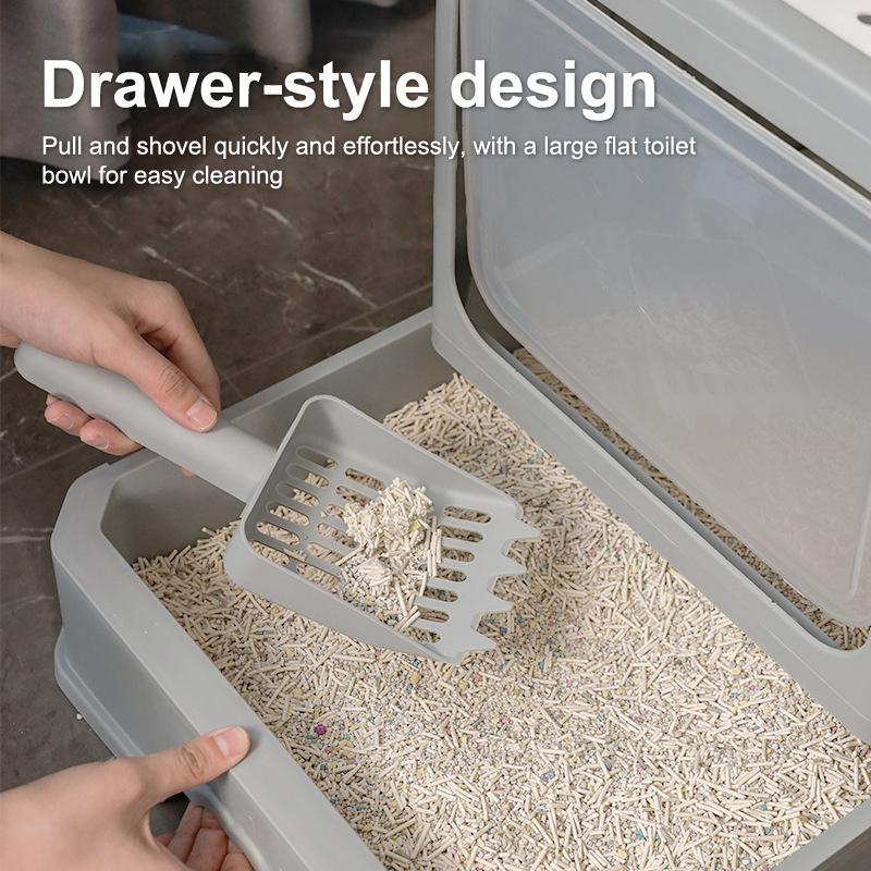 Cat Litter Box Large Enclosed With Lid And Scoop Foldable Design Top Exit Front Entry Odor Control Kitty Toilet Tray