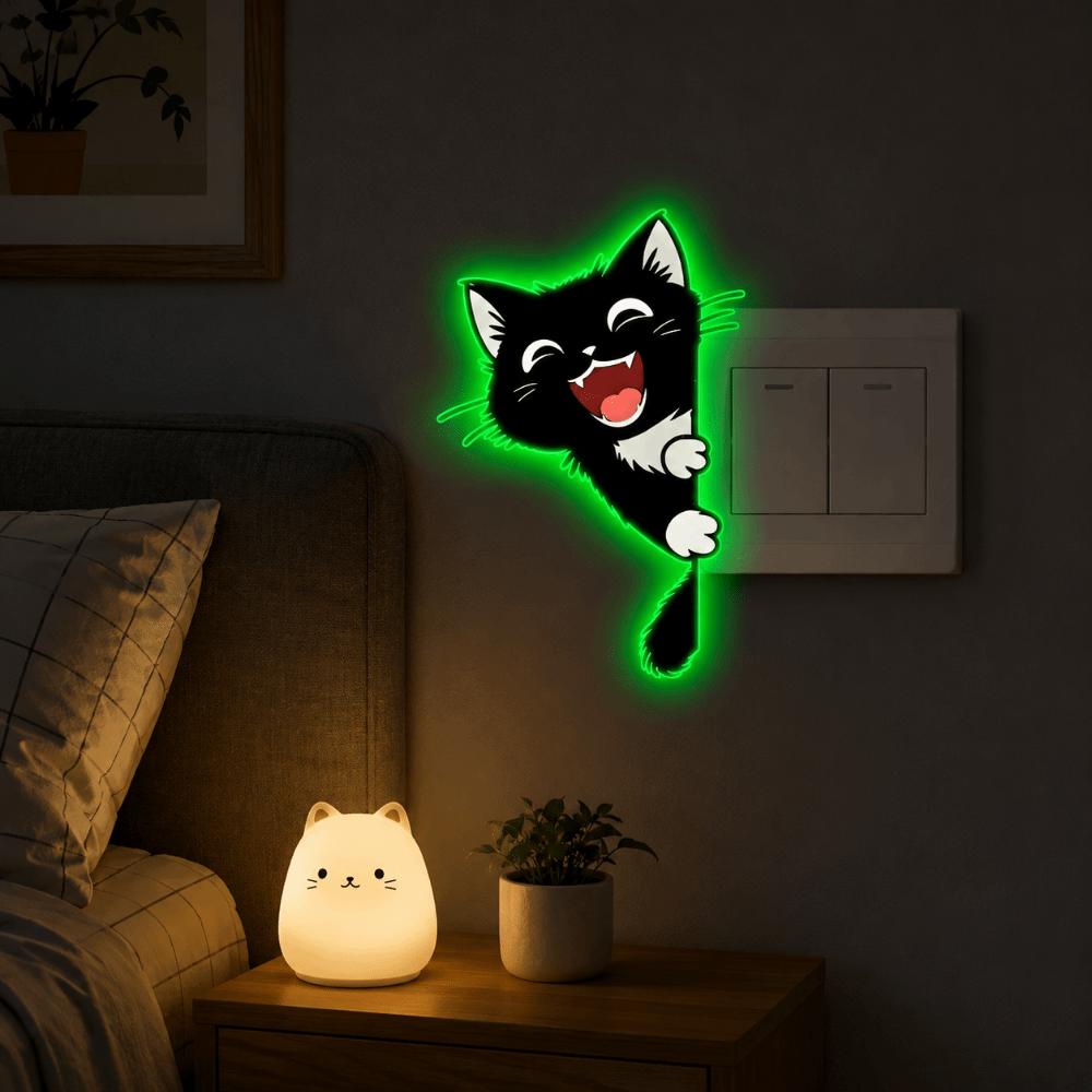 PVC Cat Wall Decals Decorations Cat Switch Sticker Home Decoration Glowing Cat Stickers Dorm Room