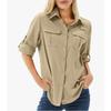 Women's Collared Long‑Sleeve Quick‑Dry Breathable Utility Shirt With Dual Chest Pockets For Outdoor Wear