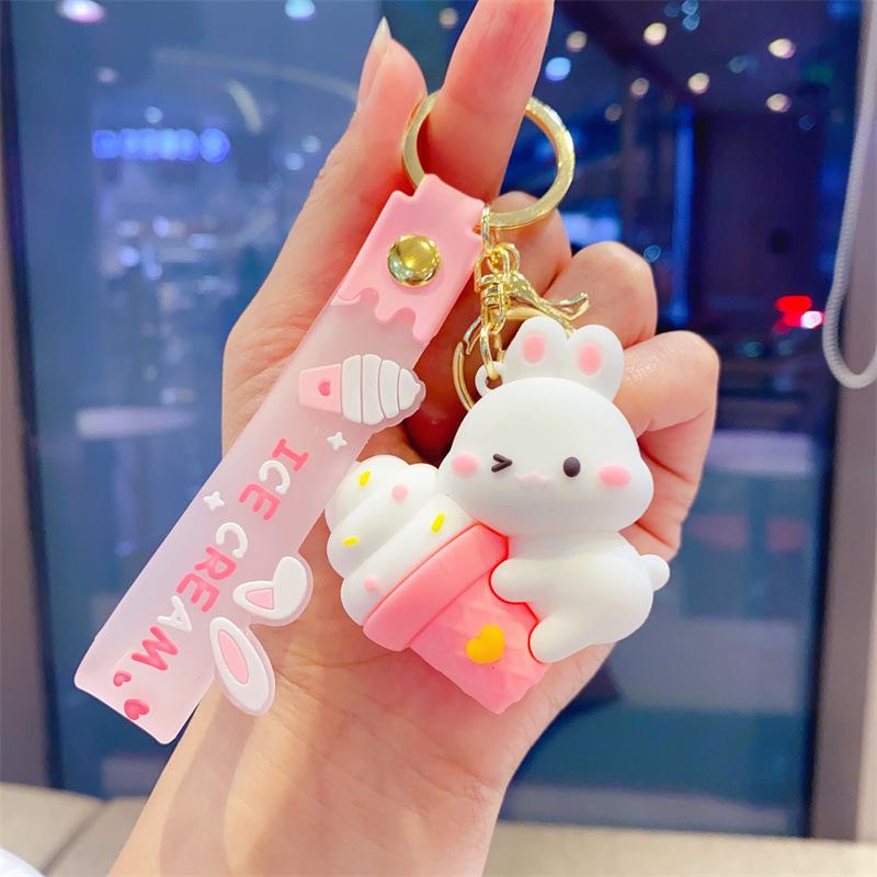 Anime Cartoon Bunny Key Chain Creative Cute Car Key Pendant Bag Doll Pendant Gift