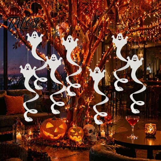 Horror Theme Party Decorations 8 Pcs Halloween Hanging Ghost Swirl Decoration, Spooky White Ceiling Creative Home Decor Swirls Streamers for