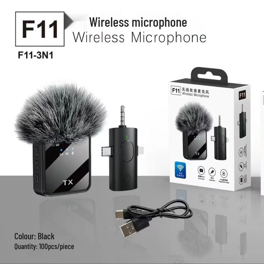 F11 Wireless Lavalier Microphone F16: Three-in-One Noise Reduction Mic for Mobile & Live Streaming
