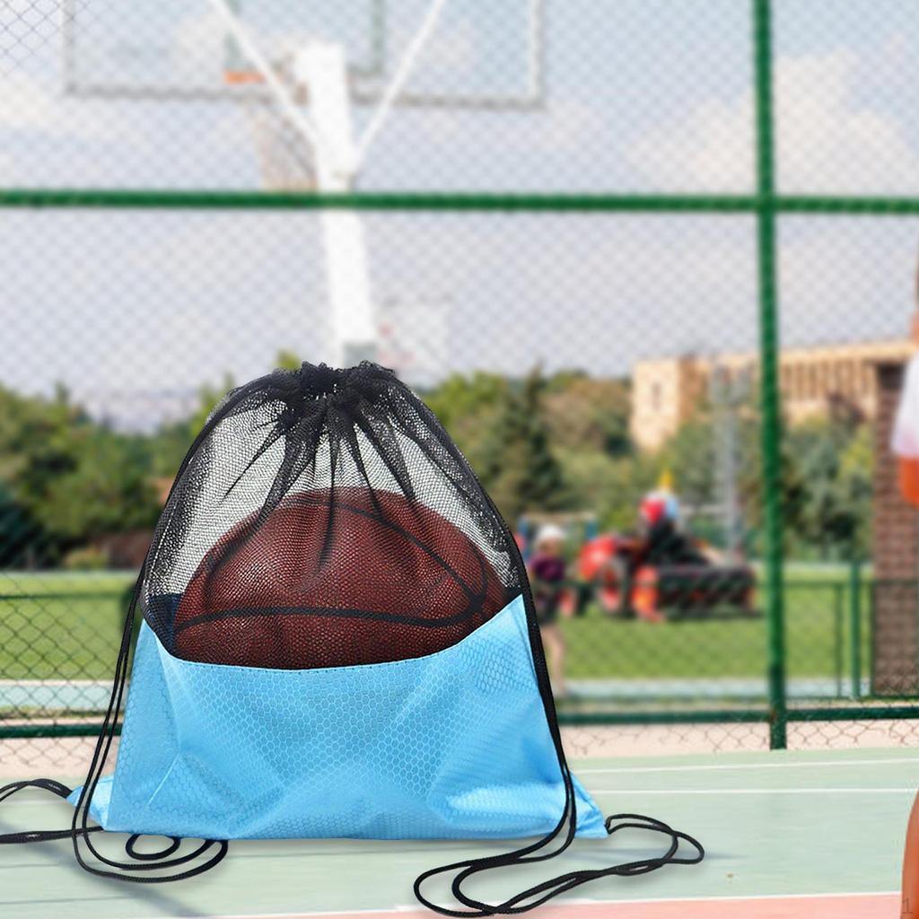 Basketball Mesh Bag Drawstring Backpack Oxford Cloth for Football Soccer