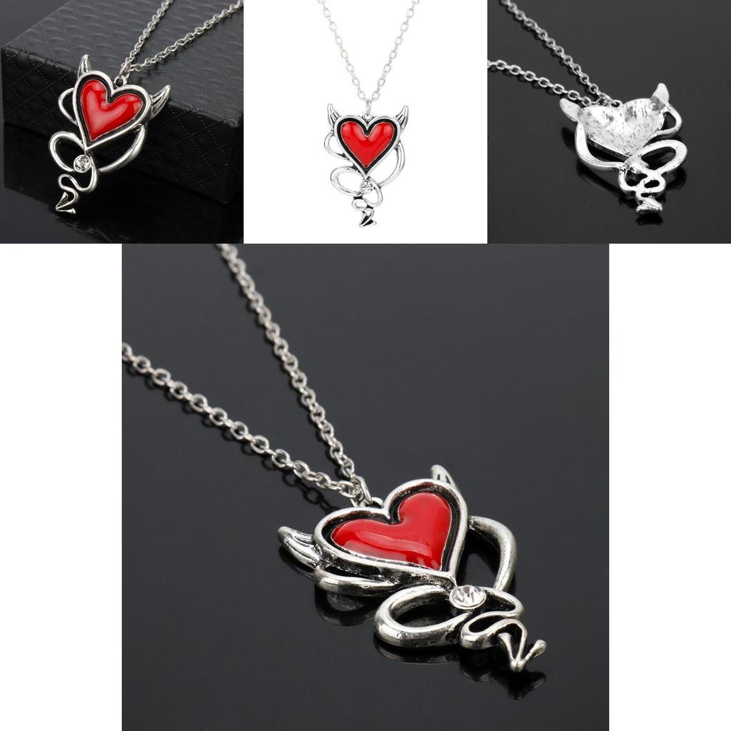 Gothic Heart Pendant Necklace With Snake Chain Alloy Accessory For Men And Women