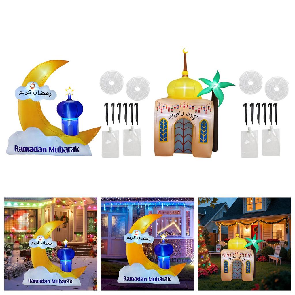 Décoration Gonflable Ramadan Eid Mubarak Décor Gonflable Célébration Sainte Créative Intégrant des LEDs Fêtes pour Jardin Pelouse