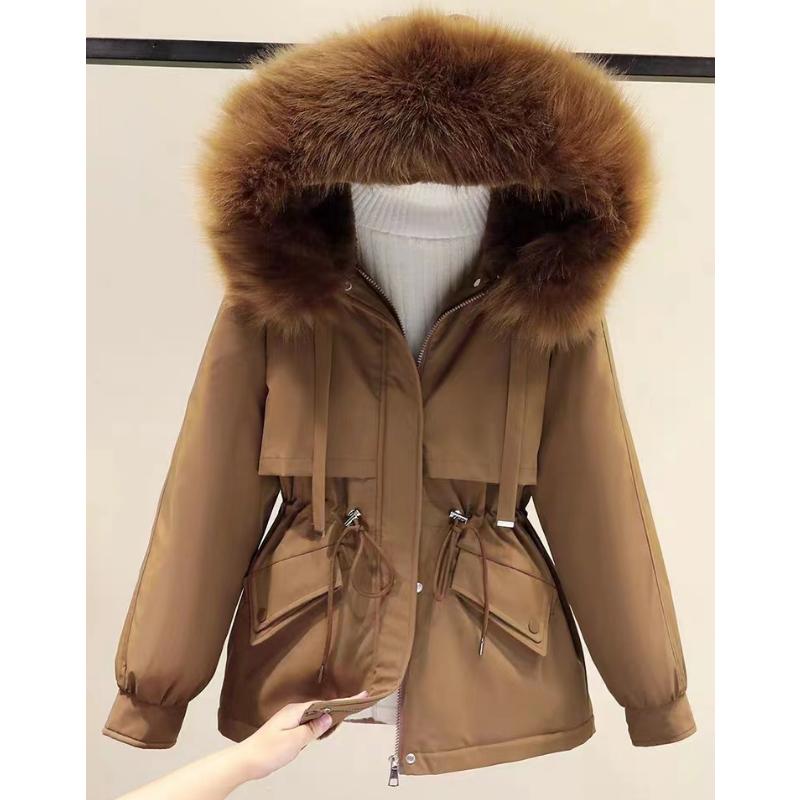 Jaqueta corta-vento de veludo 3XL feminina, jaqueta grossa, casaco curto solto de tamanho grande, jaqueta casual de algodão com capuz para outono e inverno