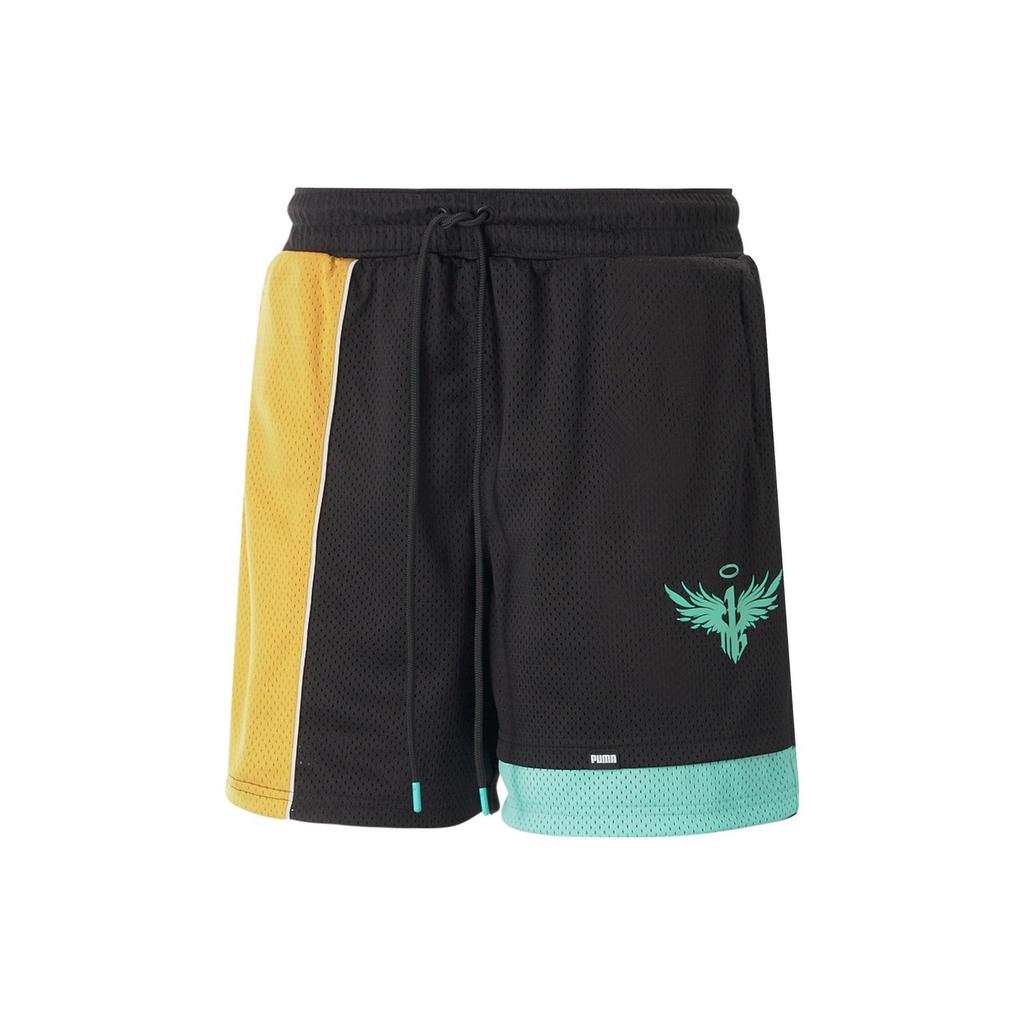 Puma X Melo Rare Ralph Contrast Panel Drawstring Sports Shorts Men Bottoms Black 621965-01