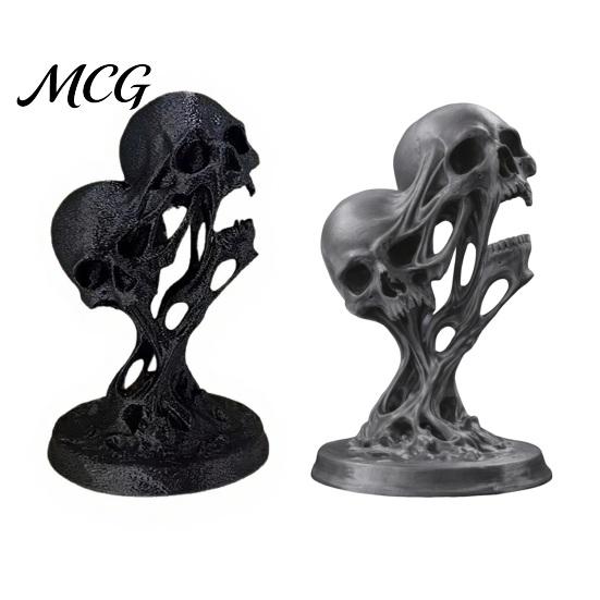 Abstract Skull Ornament Integrated Molding Process Figure, 3D Printed Double Art Ornament, Fluid Exquisite Detail Statue Statue, Dark Style Decoration